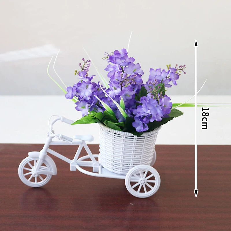 MRattan Flower Basket Vase Tricycle Bicycle Model Home Garden Wedding