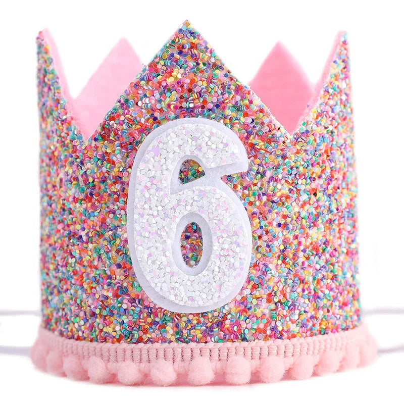 Pink Princess Crown Baby Birthday Party Hat Half Year Old 1st 2nd 3rd