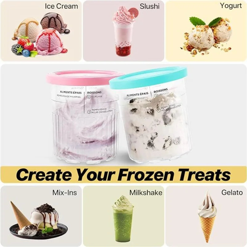 Hot Containers Replacement for Ninja NC500 NC501 Creami Deluxe Pints Lids Creamy Ice Cream Containers Cups Set Family Size Zpaxo