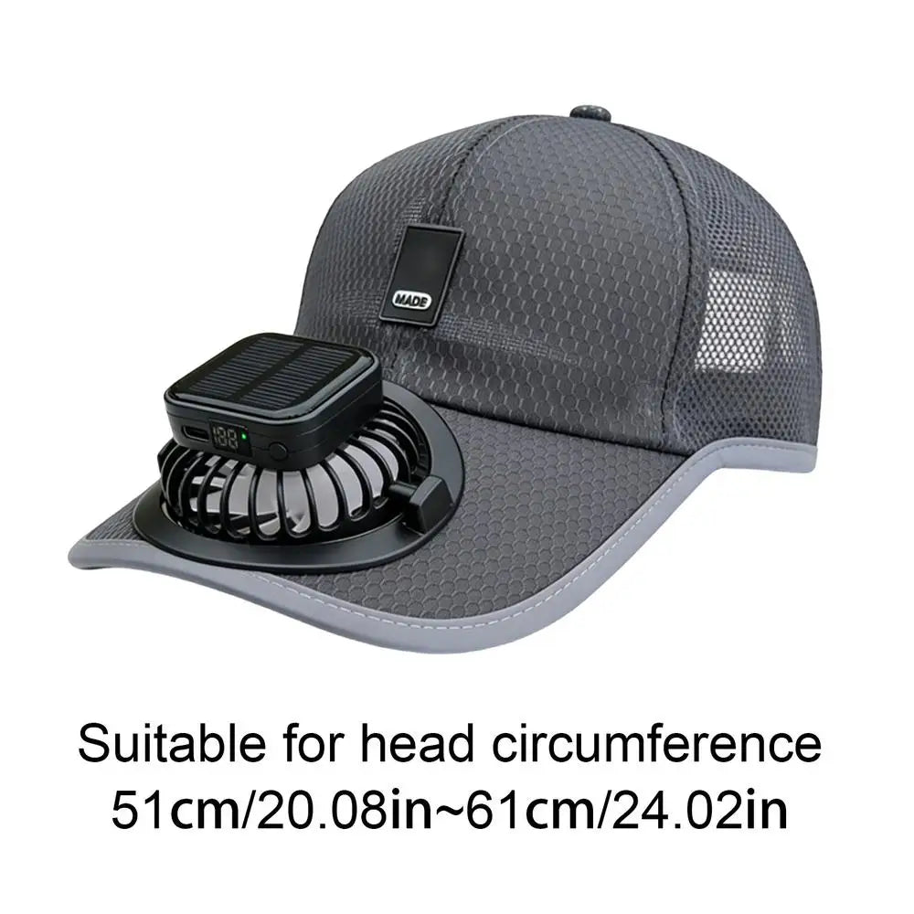 Solar Fan Baseballs Cap Wind Blower Sun Protection Headwear USB Zpaxo B