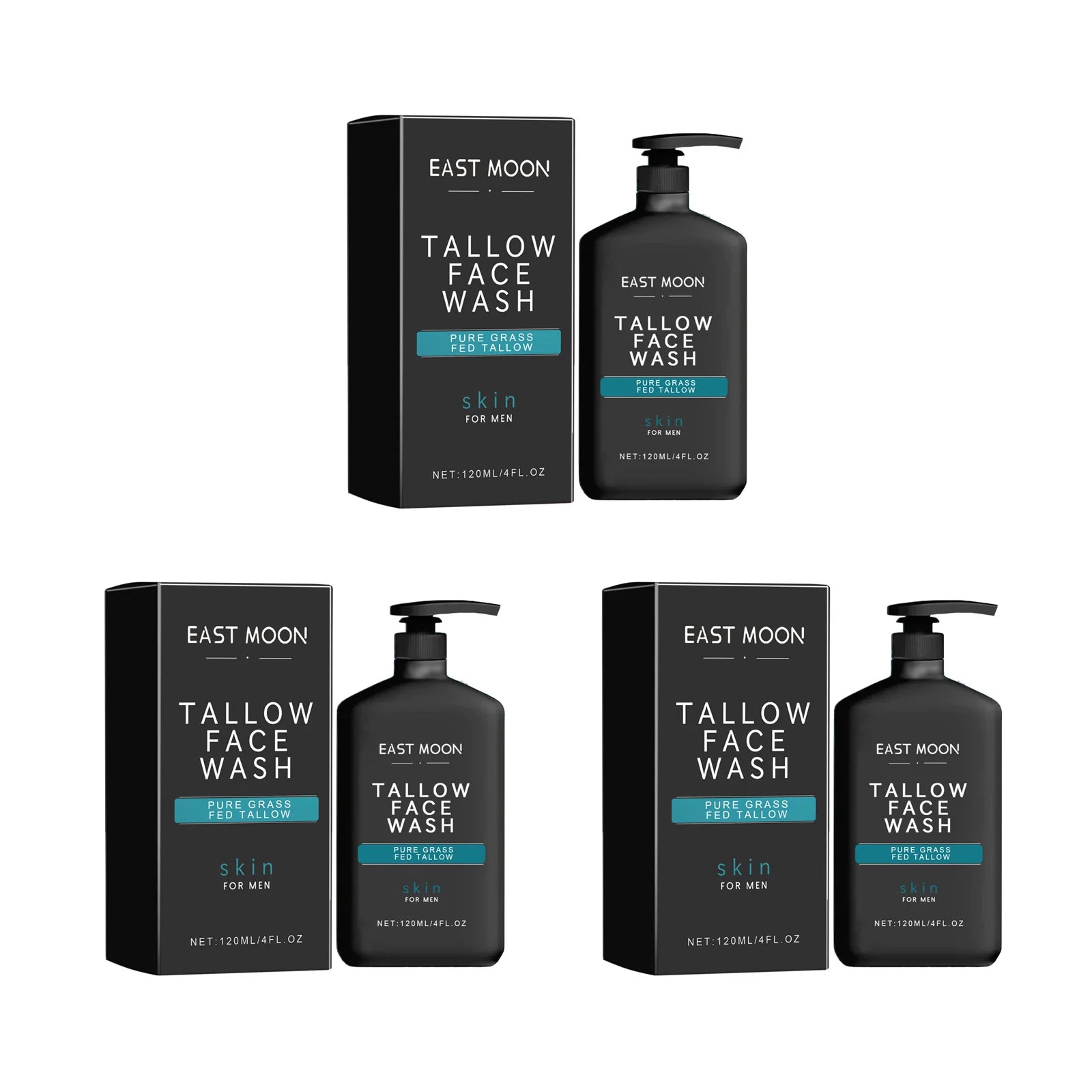 East Moon Men's Face Wash – Oil Control, Acne & Pore Cleanser Men's Facial Cleanser Zpaxo 3 x 120ml Boxed