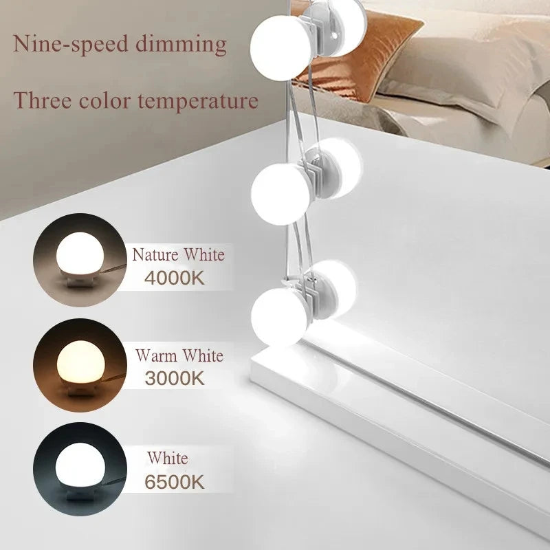 Dimmable LED Vanity Mirror Bulbs – 10-Pack USB 12V Hollywood Style