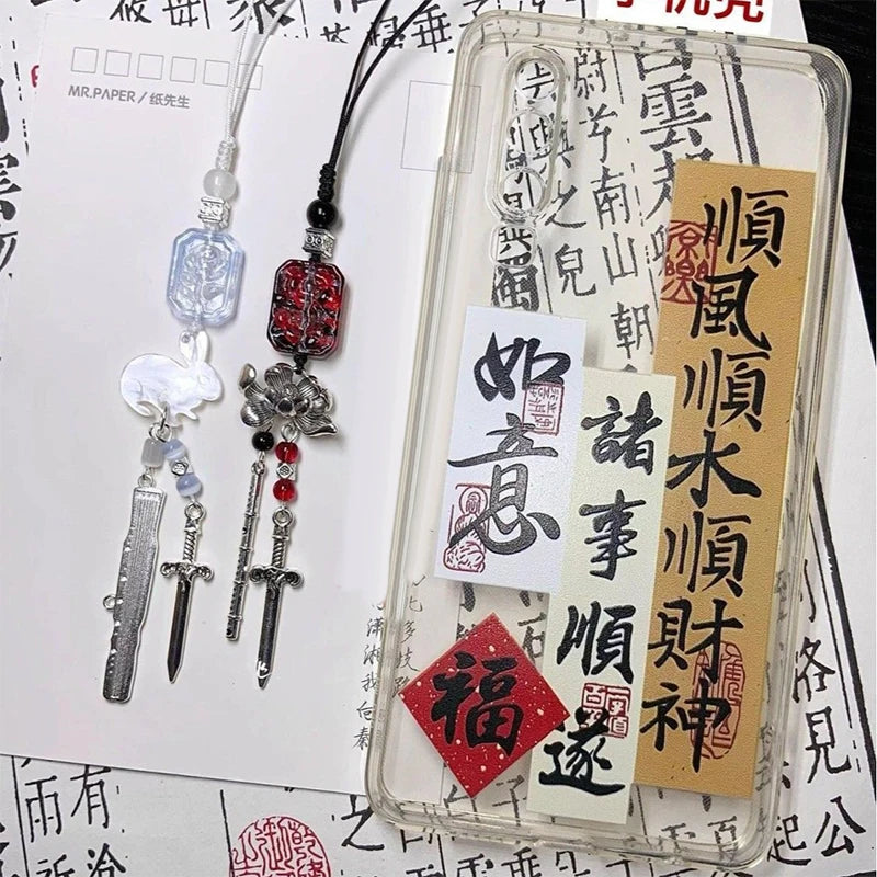 Fashion Lucky Beaded Rabbit Phone Chain Lanyard Creative Mobile