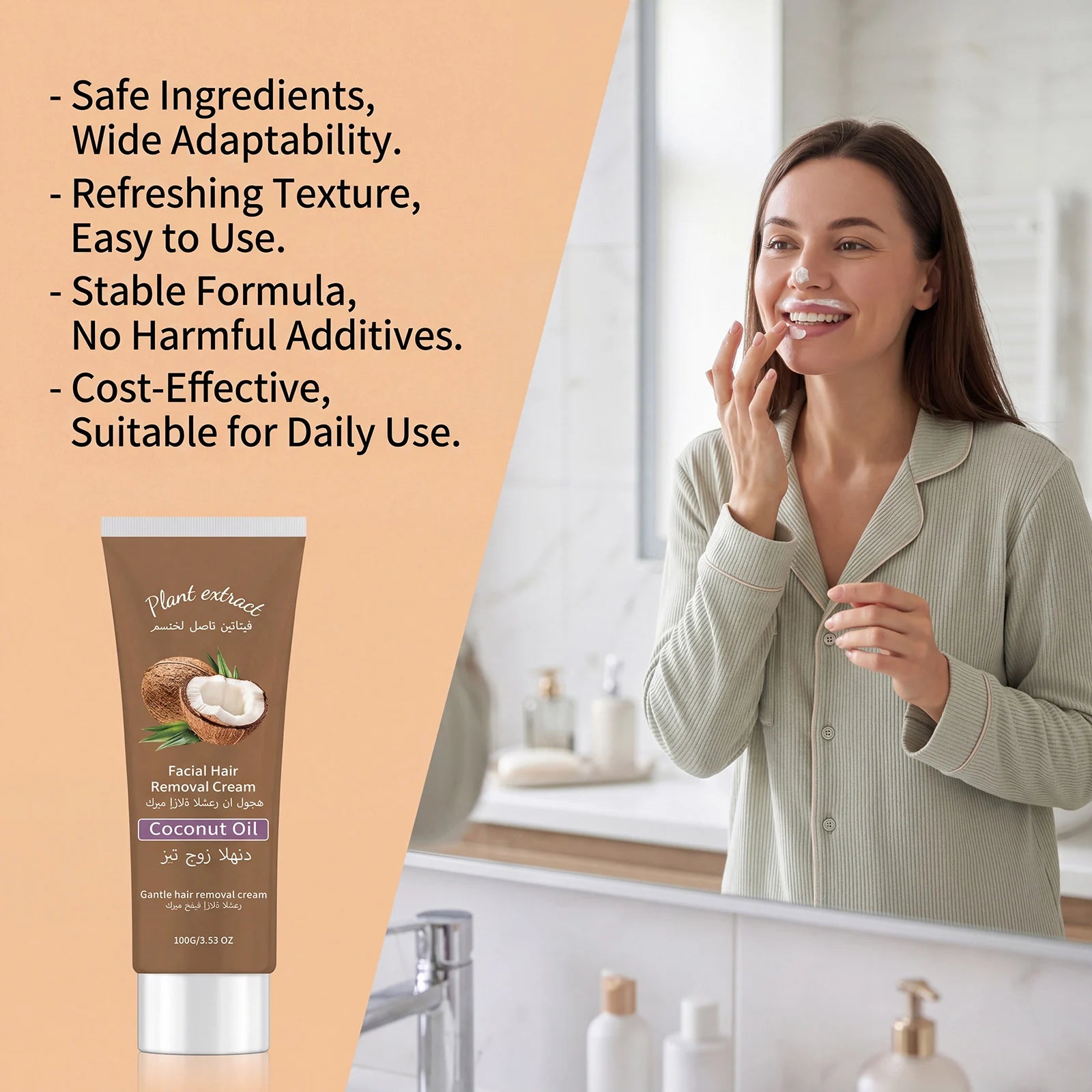 Mild Facial Hair Removal Cream Clean Remove Lip Hair Smooth Skin Soften Body Hair Moisturizing Soothing After Hair Removal Skin Zpaxo