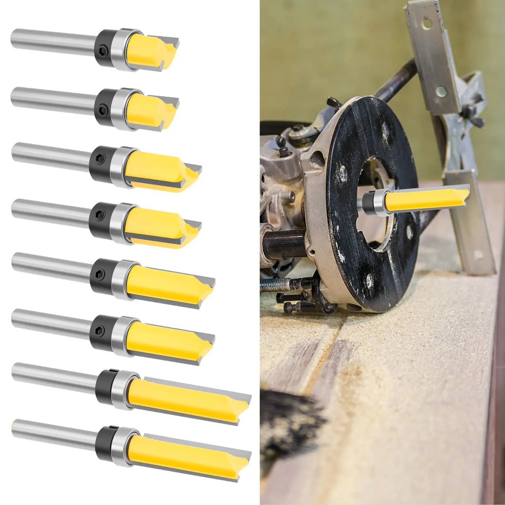 4/8 Pcs Pattern Flush Trim Router Bit Set Carbide Bearing Router Bits Precision Milling Woodworking Cutter Tool for Wood BIT Bit Zpaxo