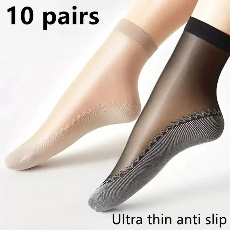 Women's Anti-Slip Stretch Socks | 10/20 Pairs, Moisture-Wicking