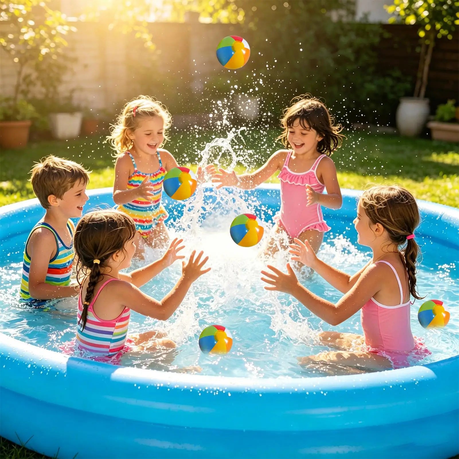 Beach Balls Mini Rainbow Inflatable Toys Kids Family Friends Pool Zpaxo