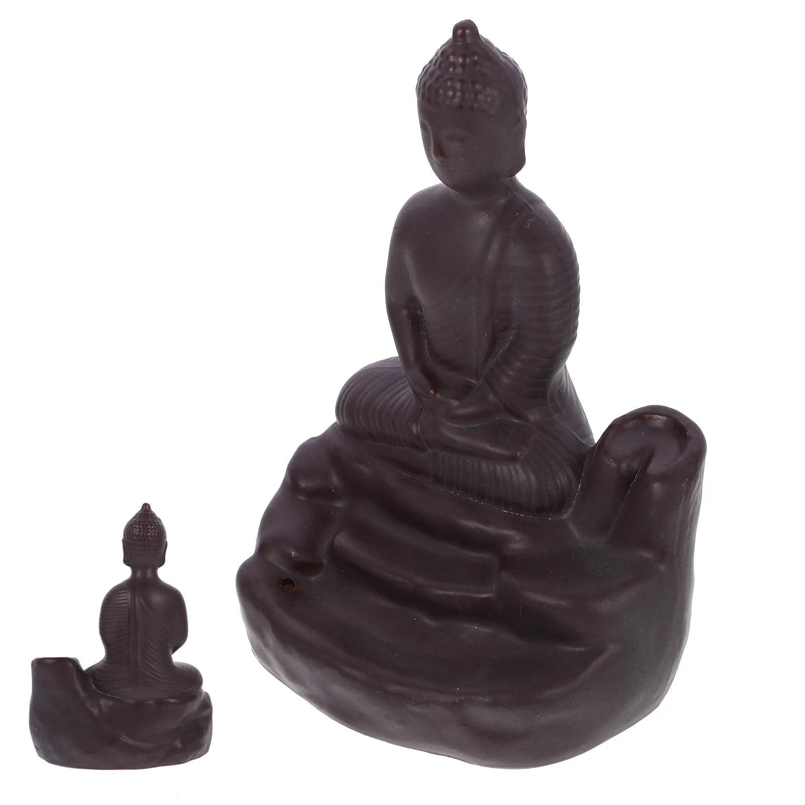 Ceramic Backflow Incense Burner Buddha Statue Zen Decor Aroma Therapy