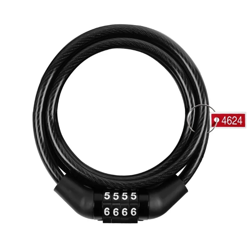 Bicycle Mountain Bike Four Digit Password Lock Electric Bike Steel Cable Lock Durable Wear-resistant Anti-theft Riding Equipment Zpaxo