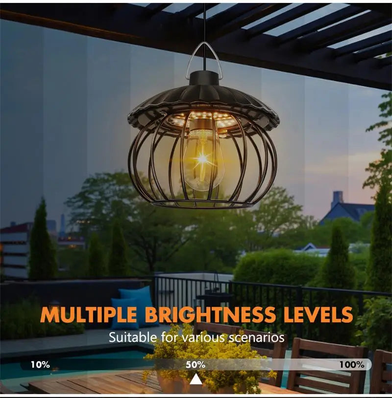 Solar Garden Light White Warm Pumpkin Pendant Lamp Hanging Shed Zpaxo