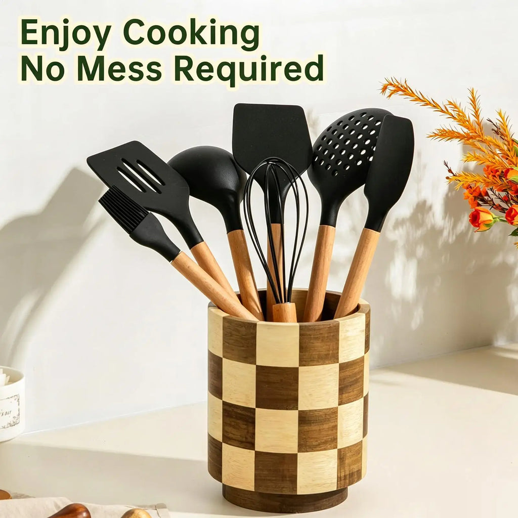 Utensil Holder 360 Degree Rotating Cutlery Storage Spatulas Organizer