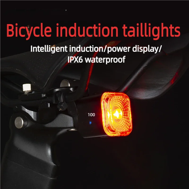 Cycling Waterproof Intelligent Sensing Brake Taillights Bicycle Taillights Type-c Charging Highway Mountain Night Bike Taillight Zpaxo