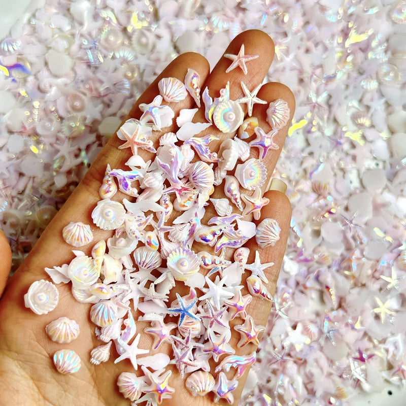 30PCS 3D Ocean Series Resin Nail Charms Summer Nail Rhinestones Creative Starfish Shell Nail Art Decorations for DIY Manicure Zpaxo