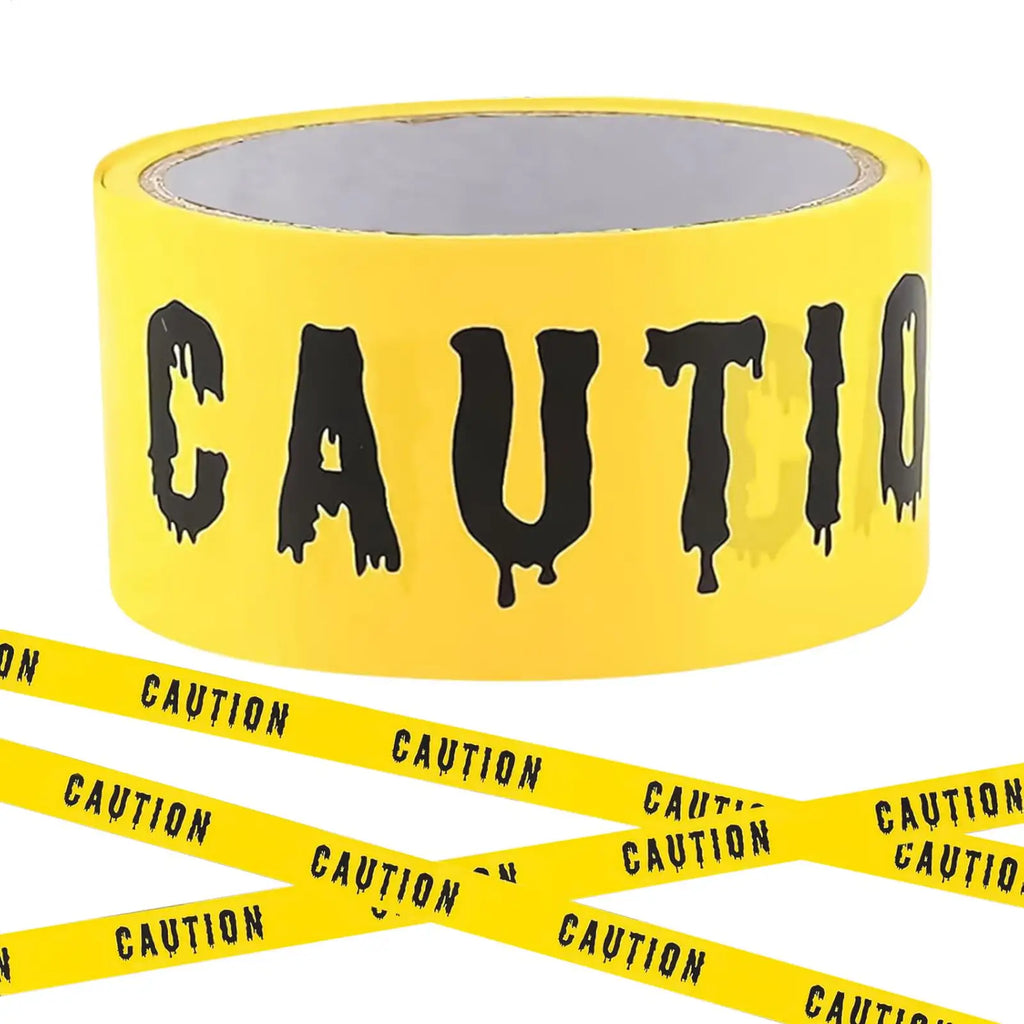 Halloween Tape Yellow Warning Scary Party Decorations Safety Scene Caution Tape Roll Party Props for Outdoor Door Window Zpaxo