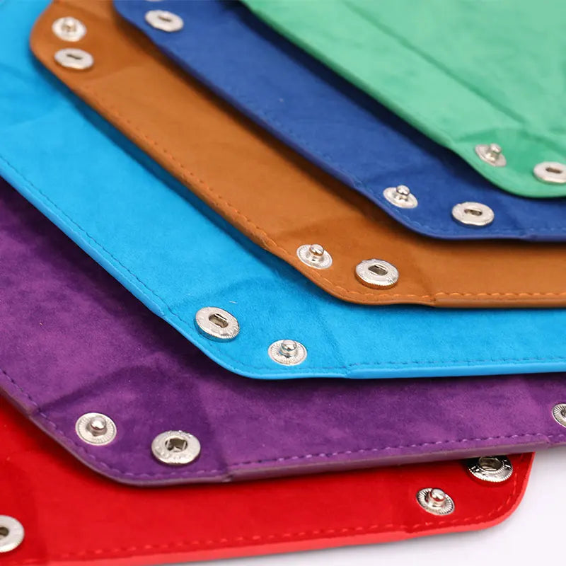 High Quality Foldable Dice Tray Box PU Leather Folding Hexagon Coin Square Tray Dice Game Zpaxo