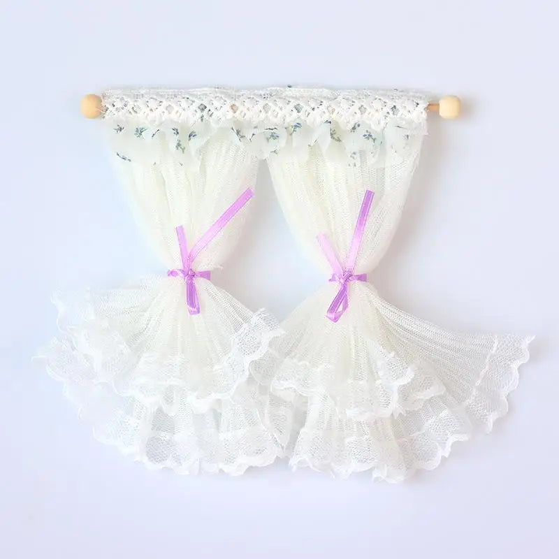 ▶1/12 Dollhouse Lace Curtains Model Dollhouse Bedroom Living Room Decoration Dolls House Furniture Accessories Micro Scene Decor Zpaxo A1