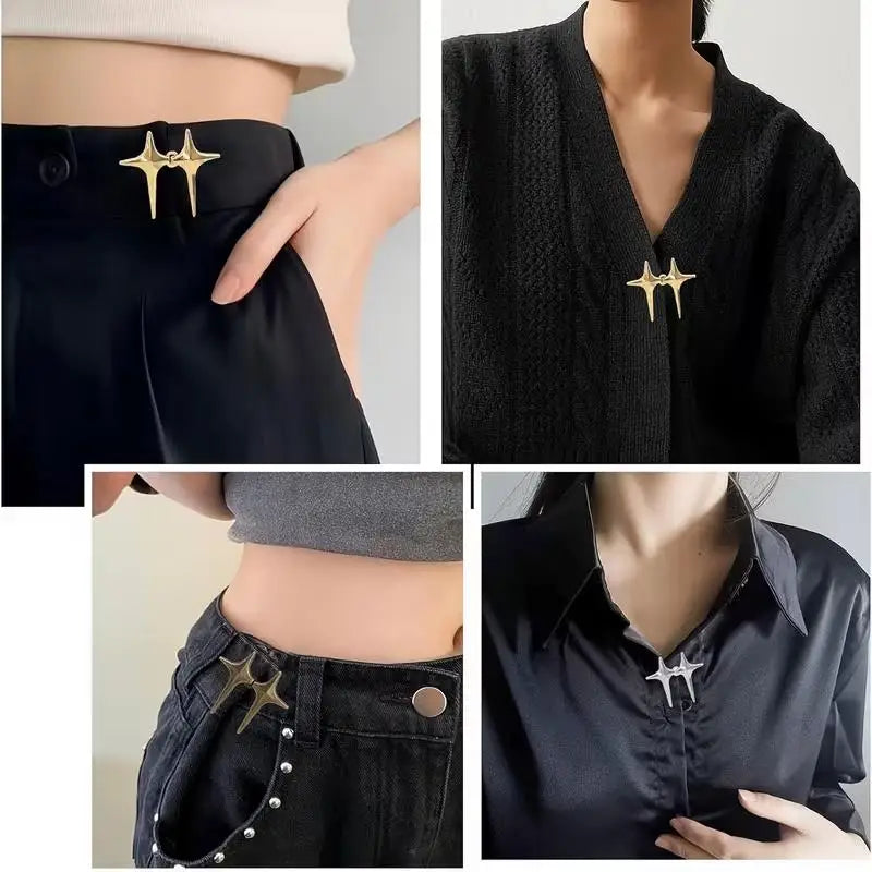 4 Sets Adjustable Star Buttons – Seamless Waist Tightener for Jeans, Pants & Skirts, No Tools Required Zpaxo