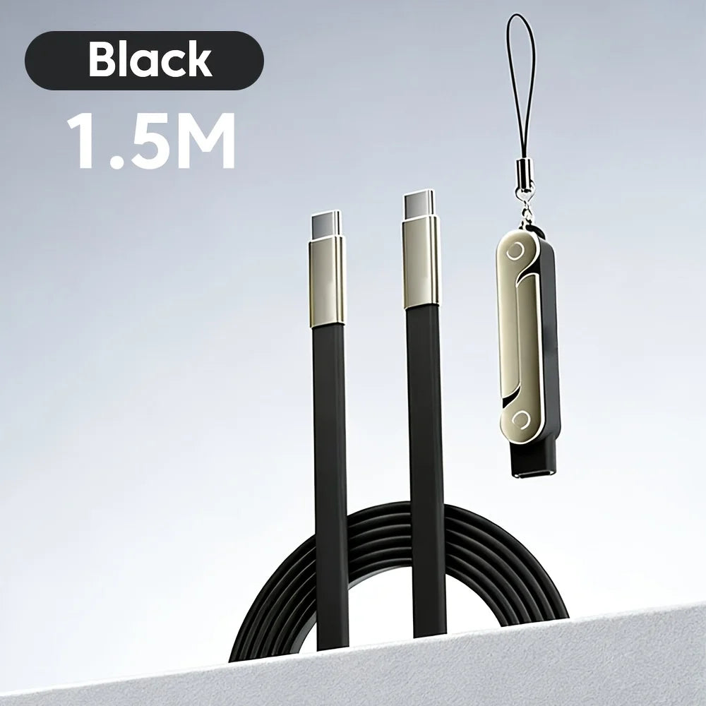 240W 2-in-1 Black Orange Fast Charging Foldable Bracket Data Cable Zpaxo stand cable black