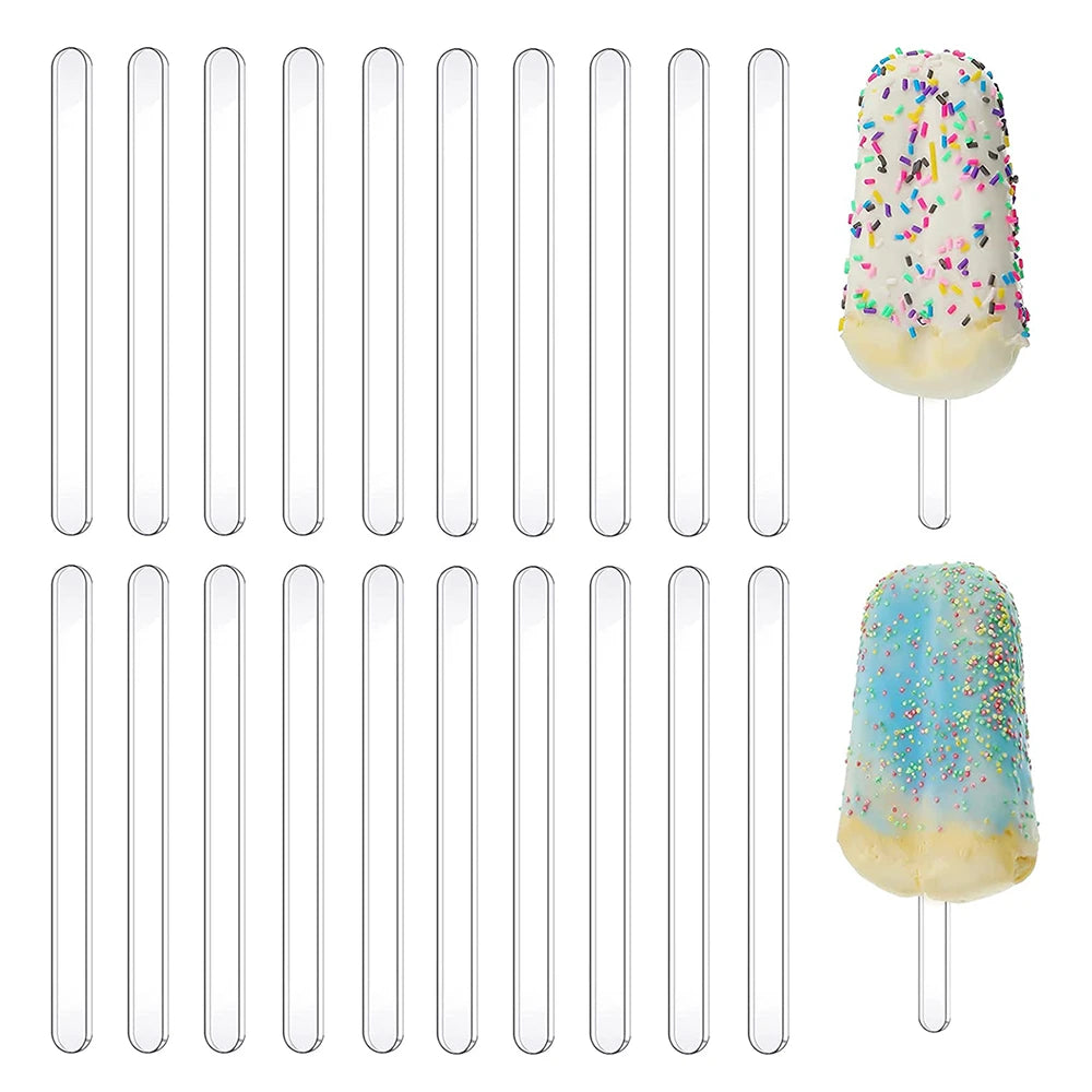 20Pcs Acrylic Popsicle Sticks Reusable Ice Cream Sticks Ice Pop Cake Candy Gifts Party Craft Supplies Zpaxo