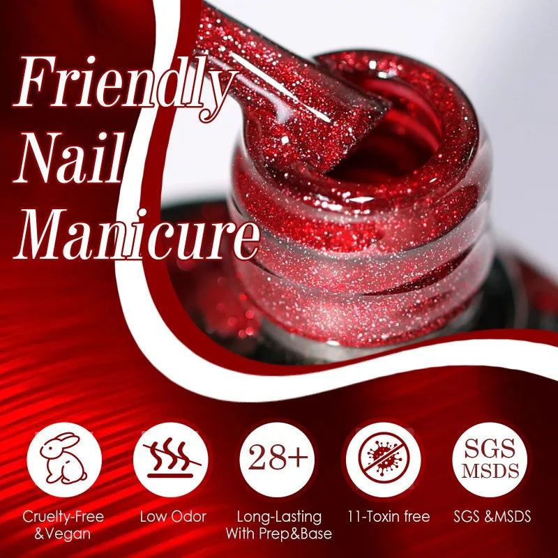 Red Ruby Cat Eye Magnetic Gel Nail Polish Cherry Art DIY Sparking