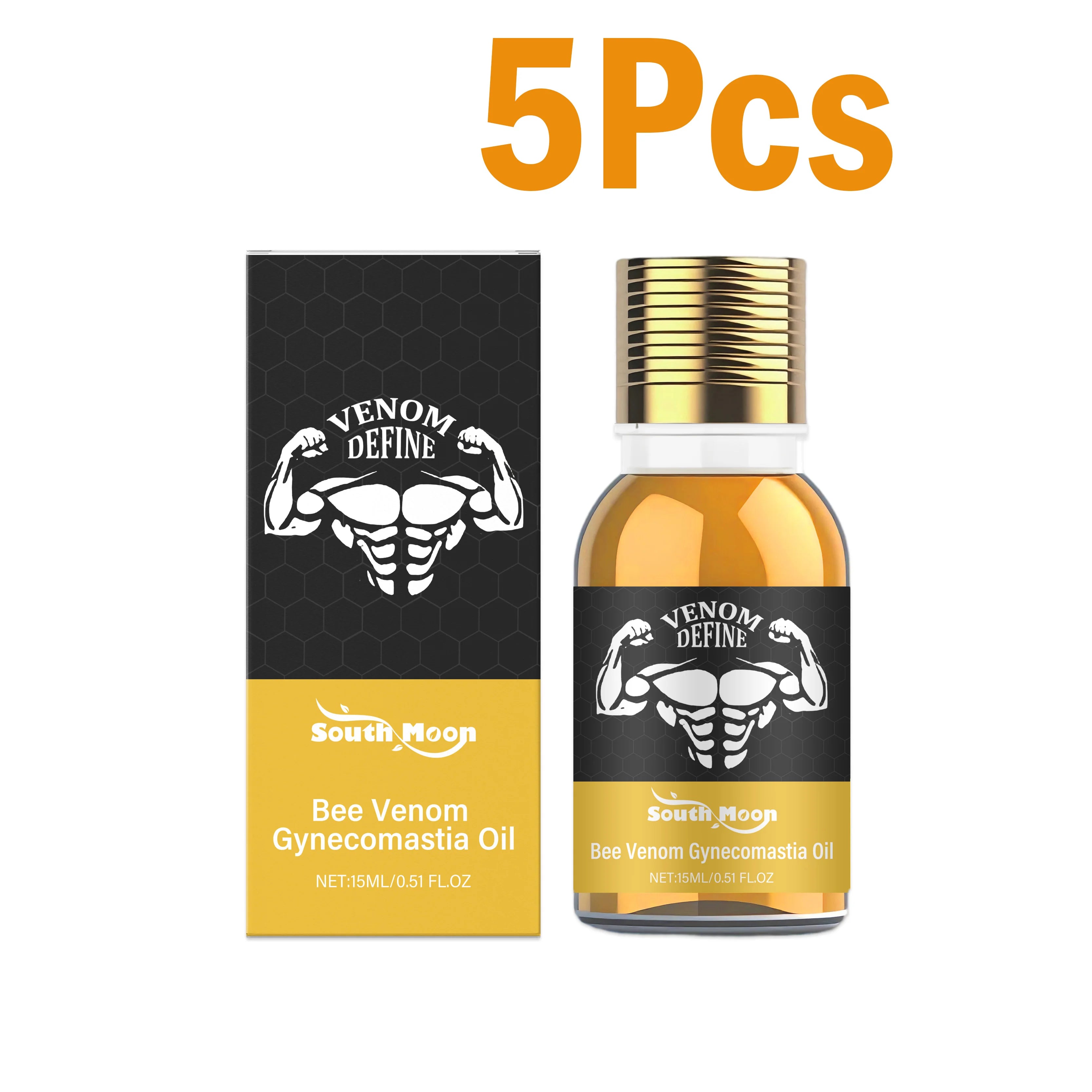 Men's Bee Venom Chest Firming Sculpting Massage Oil – 15ml Chest Firming Oil Zpaxo 5 x 15ml Boxed