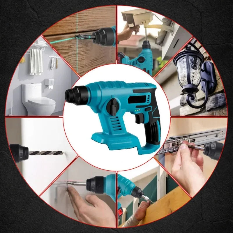 1000W 3600rpm Cordless Electric Rotary Hammer Rechargeable 8600ipm