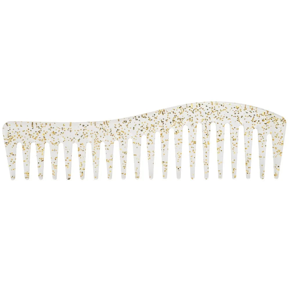 Travel Use No Handle Wide Tooth Comb Plastic Gold Salon Professional Zpaxo Yellow