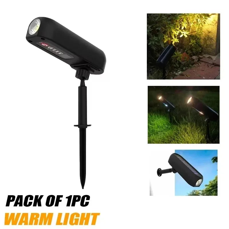 Solar LED Garden Spotlight IP65 Waterproof 2 Modes 360° Adjust