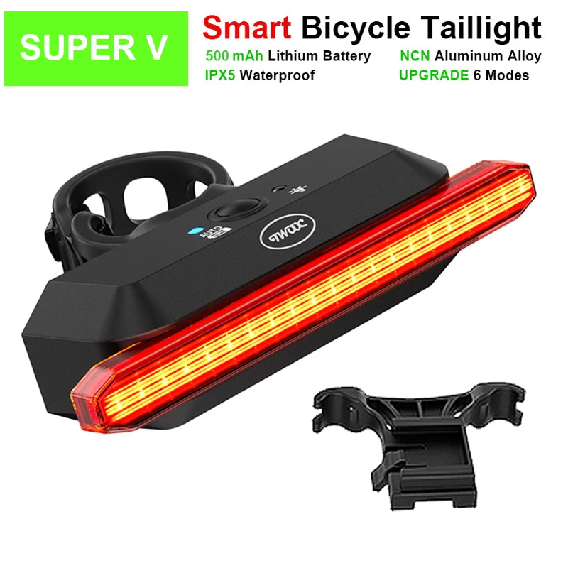 Toptrek Bicycle Rear Light USB Charging High Visibility Multifunction Flashing With Brake Sensor Tail Light MTB Road Bike Lamps Zpaxo SUPER 5