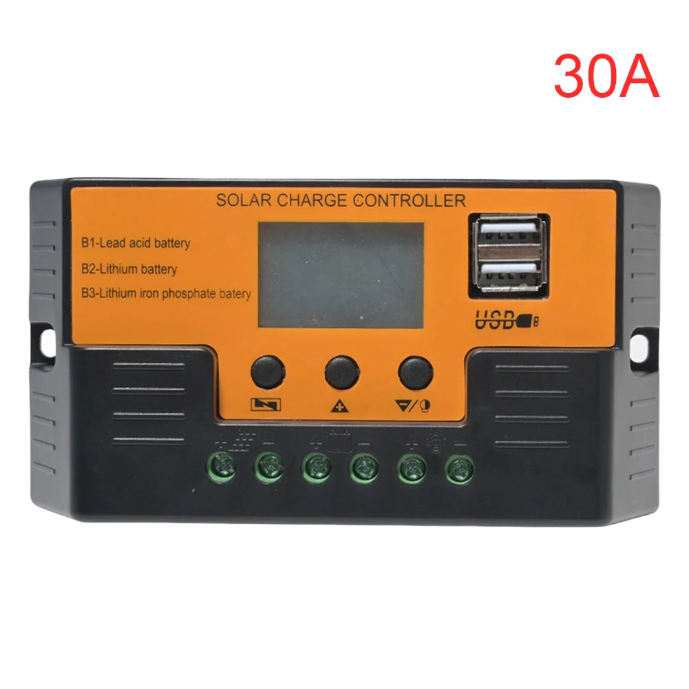 Solar Regulator 12V/24V 30A 20A 10A Solar Charge Controller Battery Charger LCD Display Dual Output USB 5V Solar Panel Controlle Zpaxo 30A