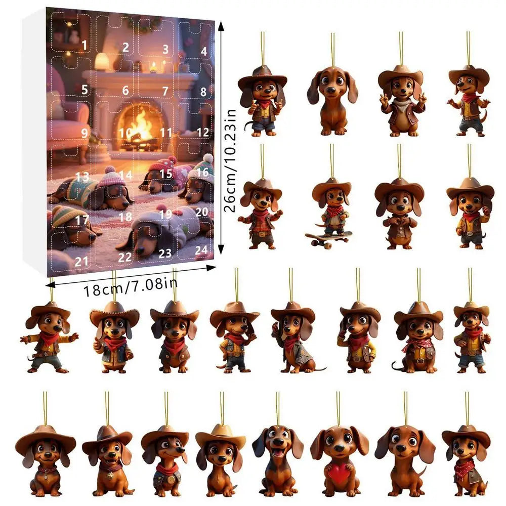 Dachshund Advent Calendar 2025 Christmas Countdown 24 Days 2D Acrylic