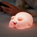 LED Night Lights Cute Sheep Panda Rabbit Silicone Lamp USB Rechargeable Timing Bedside Decor Kids Baby Nightlight Birthday Gift Zpaxo Pig