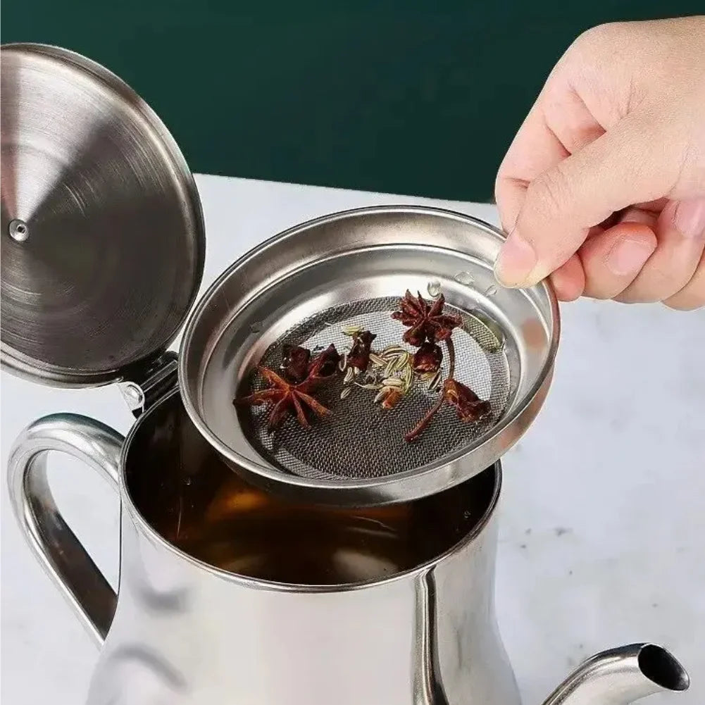 1Pc Household Stainless Steel Oil Pot with Filter Oil Filter Pot Stainless Steel Cooking Oil Storage Pot Kitchen Gadget Zpaxo