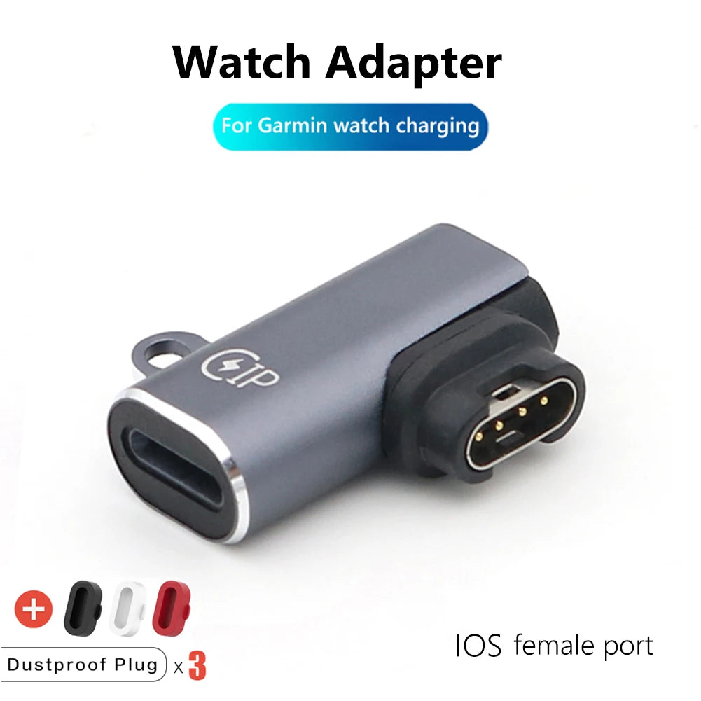 Charger Adapter Type C/IOS/Micro Usb for Garmin Fenix 7/7S/7X/6/6S/6X Forerunner 745 955 945 Smartwatch Charging Cable Converter Zpaxo IOS Side bend