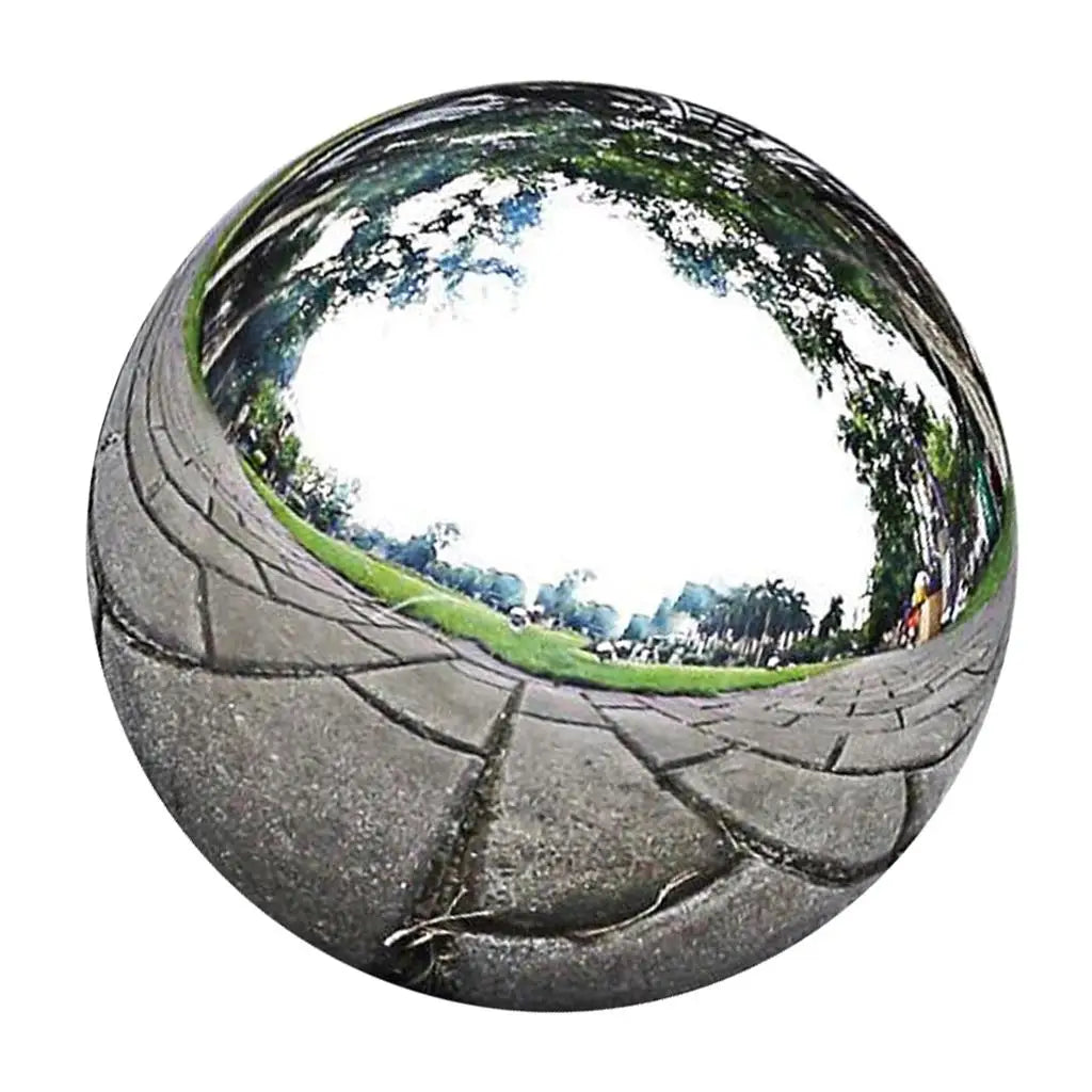 Stainless Steel Balls Modern Metal Garden Decor Shiny Ornament Sphere Zpaxo Silver
