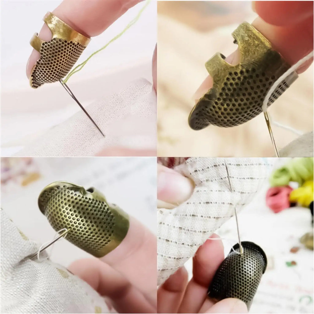 2Pcs Adjustable Sewing Thimble Retro Sewing Finger Protection Cover Needle Thimble Ring Handmade DIY Craft Embroidery Sewing Zpaxo