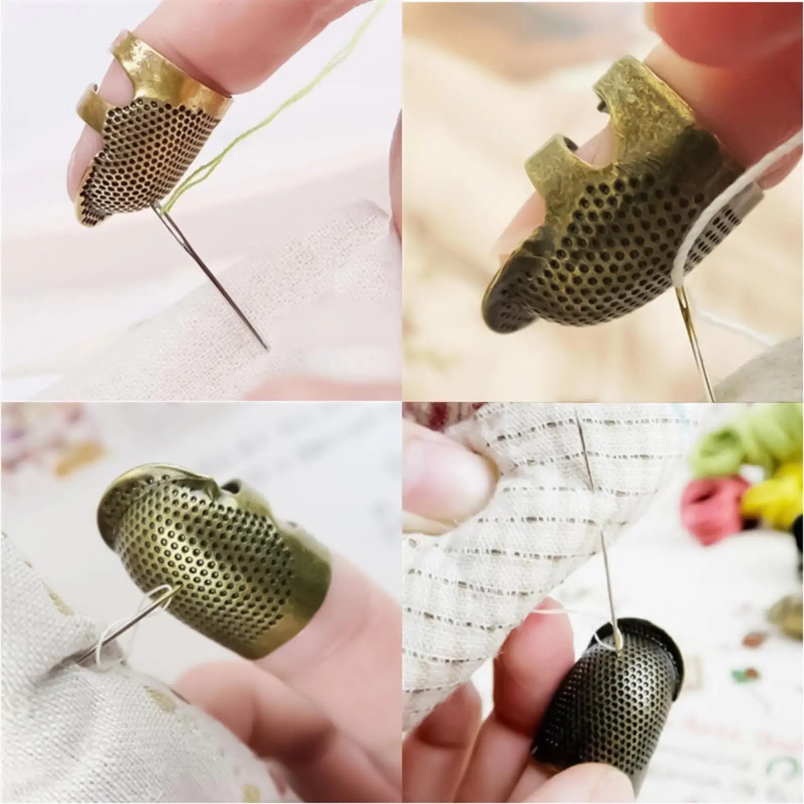 2Pcs Adjustable Sewing Thimble Retro Sewing Finger Protection Cover Needle Thimble Ring Handmade DIY Craft Embroidery Sewing Zpaxo