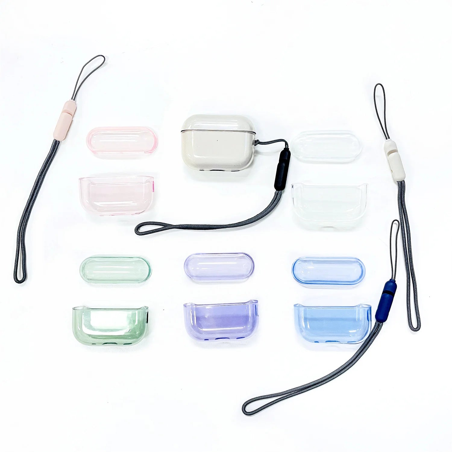 Soft TPU Earphone Case Lanyard Strap Airpods 2 Transparent Shockproof