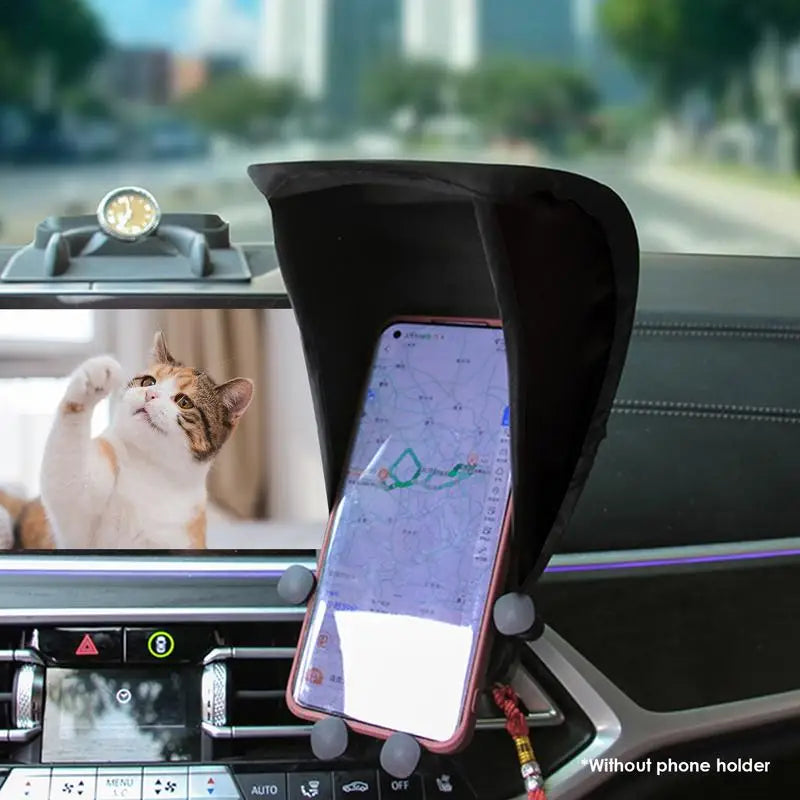 Car Mobile Phone Sunscreen Foldable Not Hot Stuck Screen Non-reflective Free Of Installation Mobile Navigation Sunshade amabilis Zpaxo