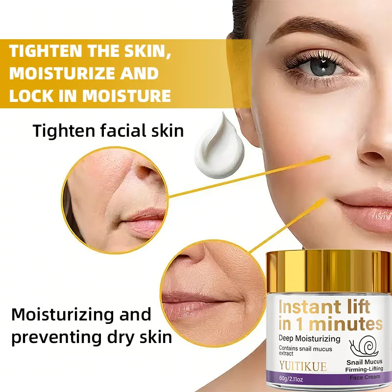 YUITIKUE Snail Mucin Instant Lift Face Cream 60g | Firm & Glow Face Moisturizer Cream Zpaxo
