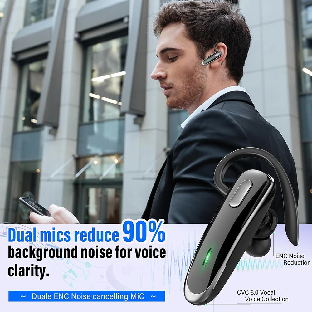 Wireless Bluetooth Headset V5 4 Earpiece Built-in Dual ENC Mic 10Hrs