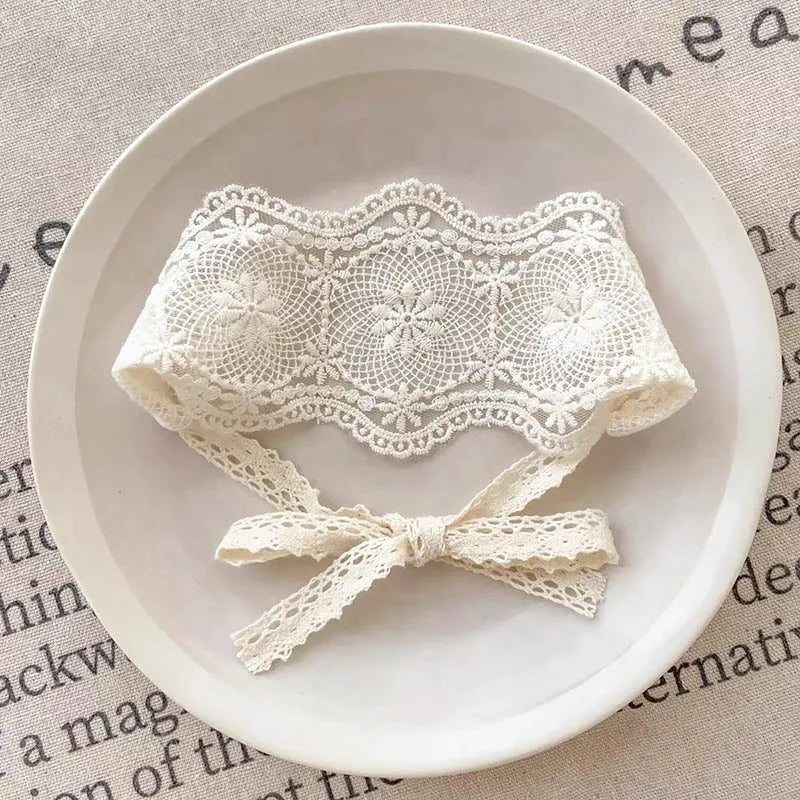 Korean Lace Headband Baby White Flower Embroidered Hair Band Sweet