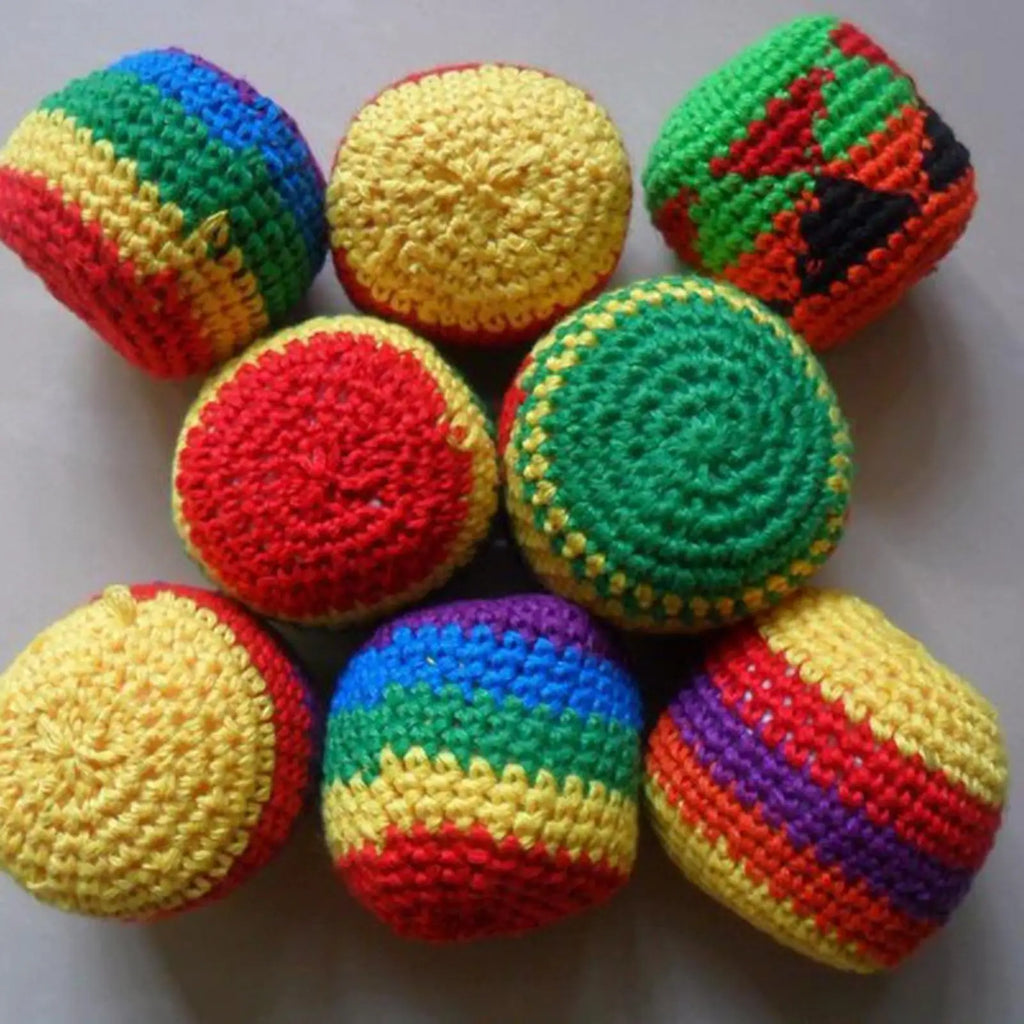 Knitted Footbag Sack Interactive Handmade Juggling Balls Handwoven Toss Footbag For Boys Girls Child Teens Family Parks Garden Zpaxo