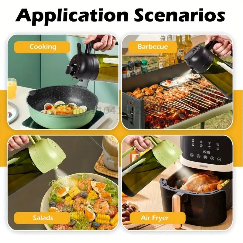2-in-1 Oil Sprayer Dispenser Olive Oil Dispenser Oil Spray Bottle Plastic Spray Bottle for Cooking Air Fryer BBQ Baking Salad Zpaxo