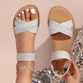 Women Sandals Summer Elastic Outer Wear Flat Sandals Casual Lightweight Shoes Women Designer Outdoor Shoes Zapatos De Mujer Zpaxo WHITE 36