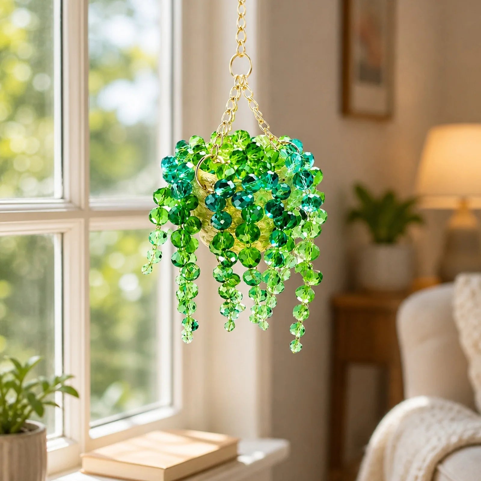 Crystal Hanging Plant Charms Multi-beaded Green Beaded