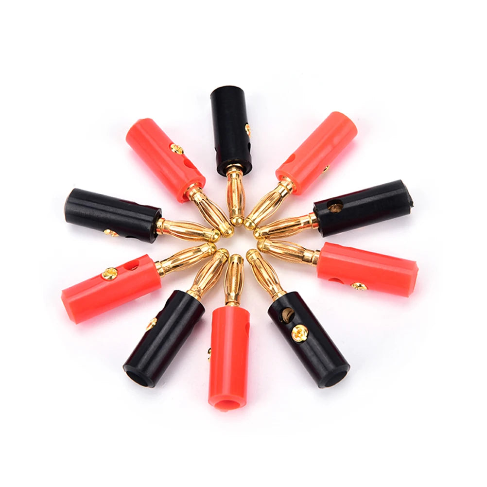 Lot Audio Speaker Screw Banana Gold Plate Plug Connector Black Red