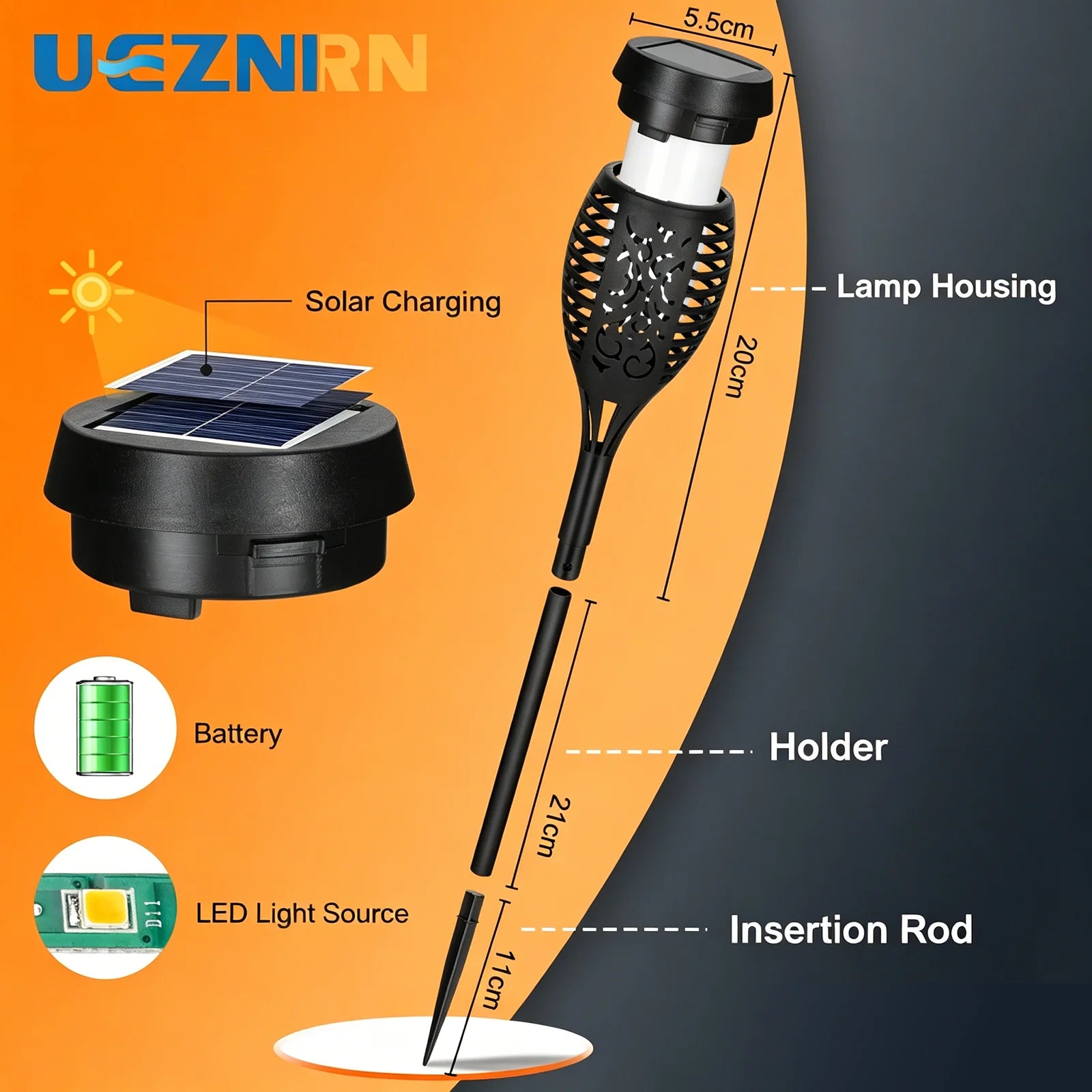 UEZNIRN 6PCS Solar Flame Torch Lights Waterproof Outdoor LED Flickering Flame Lamp Decorative Solar Garden Stake Light for Patio Zpaxo