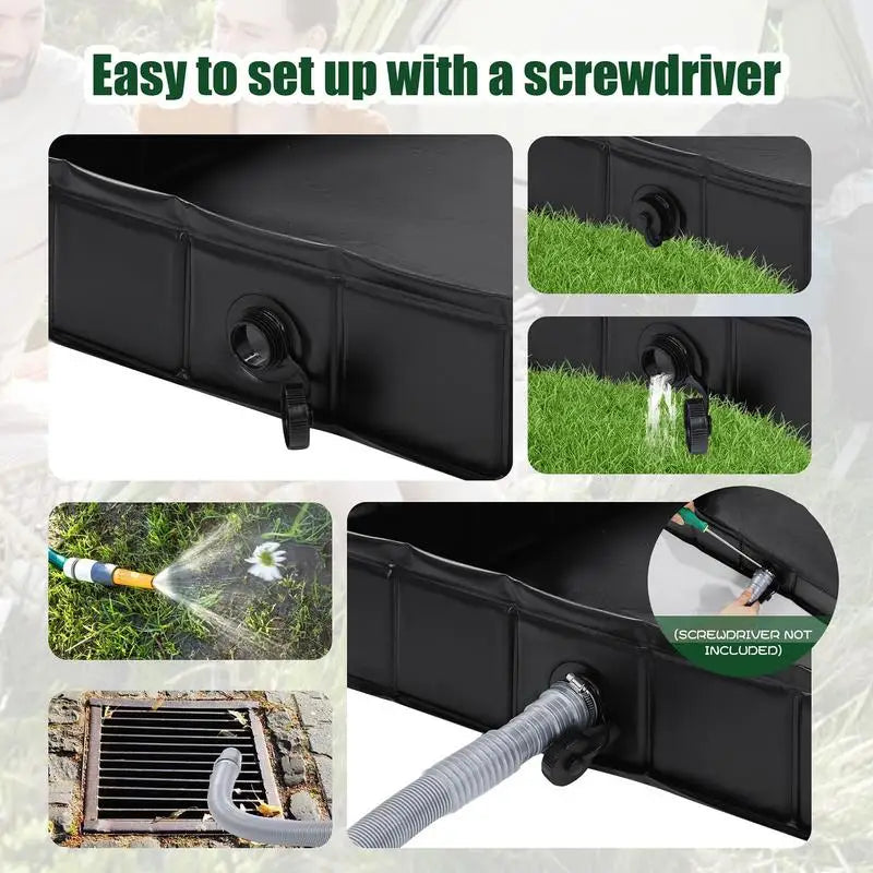 Foldable Shower Base Outdoor Tent RV Camping Awning Tray Portable Pan