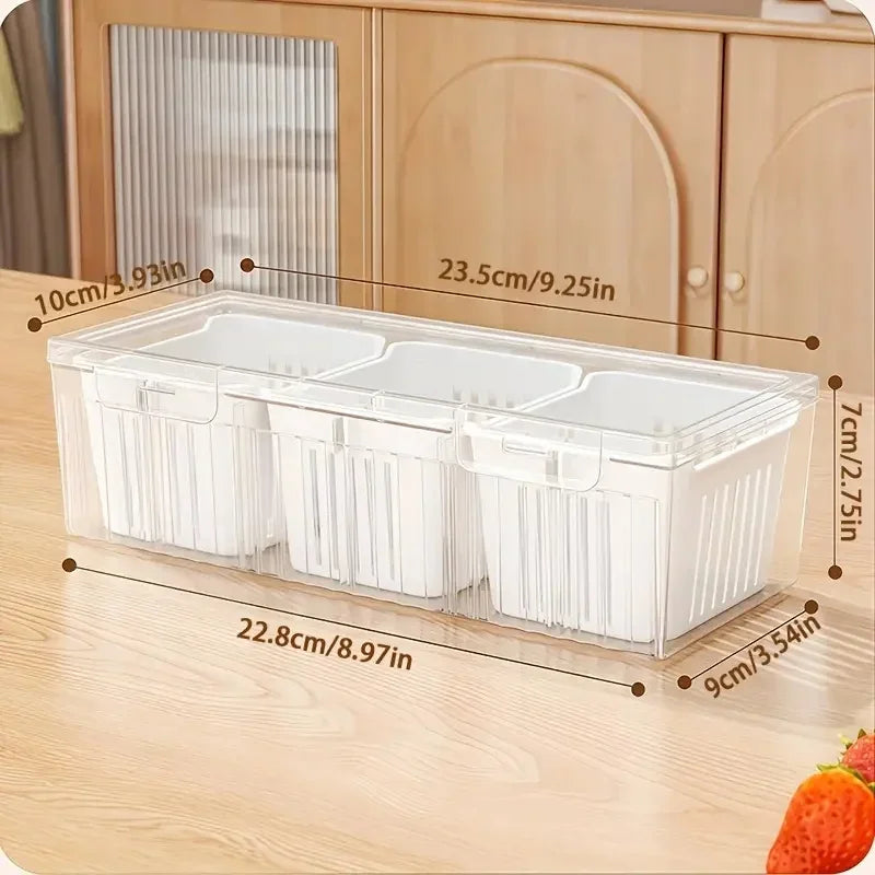 Compartment Food Storage Containers, Square Transparent Bento Box Set for Refrigerator,Salad Fruit Vegetable Condiment Organizer Zpaxo